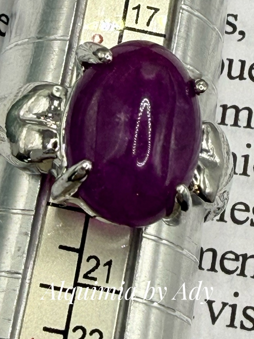 Bright Purple KUNSITE Cabochon Filigree Ring